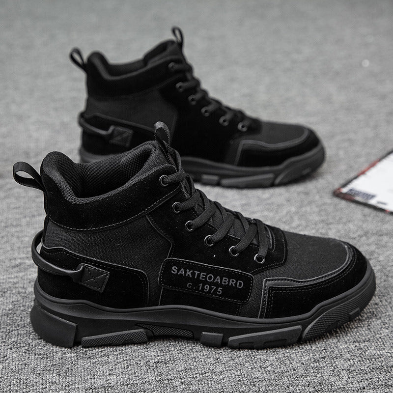 Ankle Boots Men Lace-up Martin Boots Platform Canvas Shoes My Store
