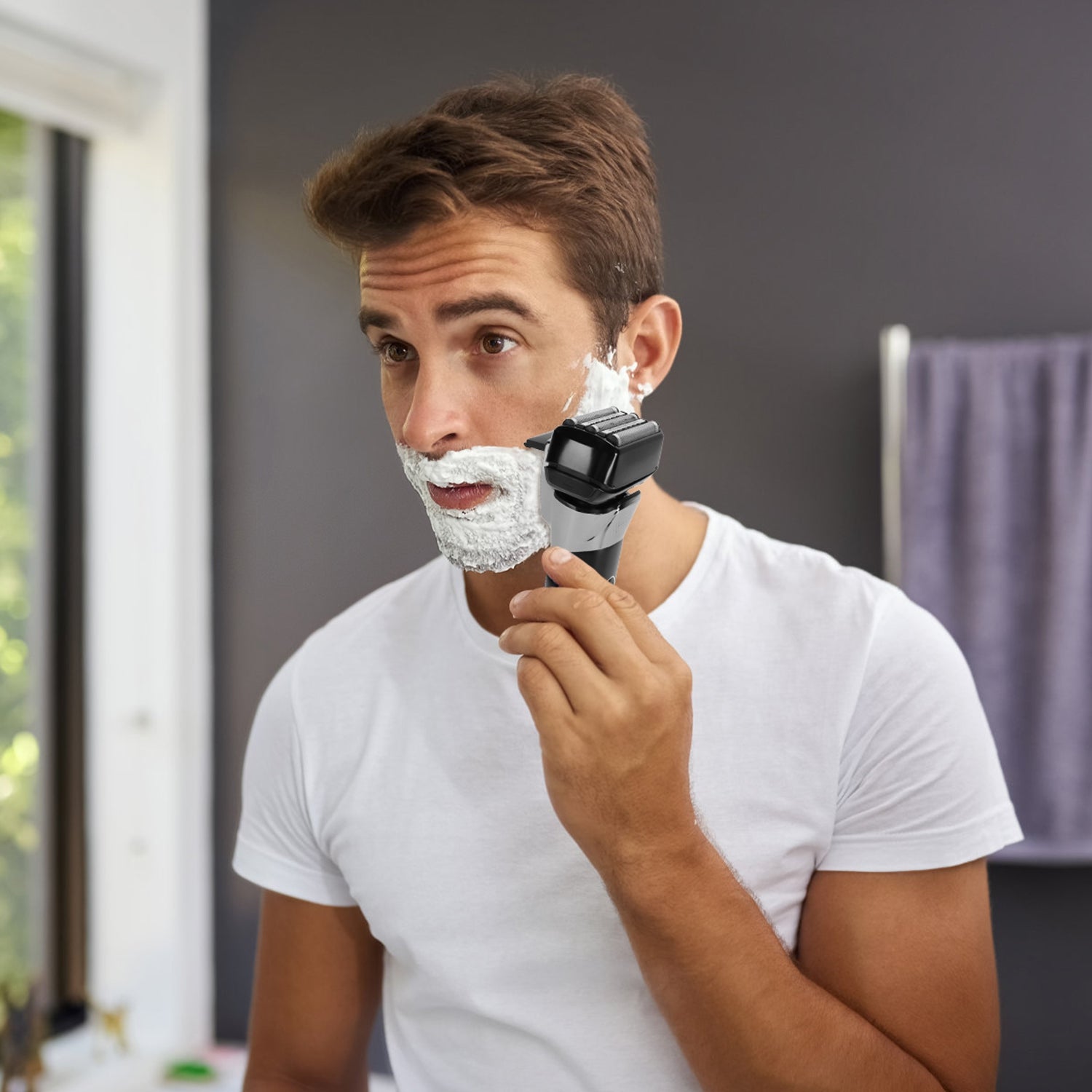 Electric Foil Face Shaver 5-Blade Electric Razor For Men Wet & Dry Jawline Beard Trimmer Precision Sideburn Shavers IPX6 Waterproof With LED Display Cleaning Brushes 1Heartof5