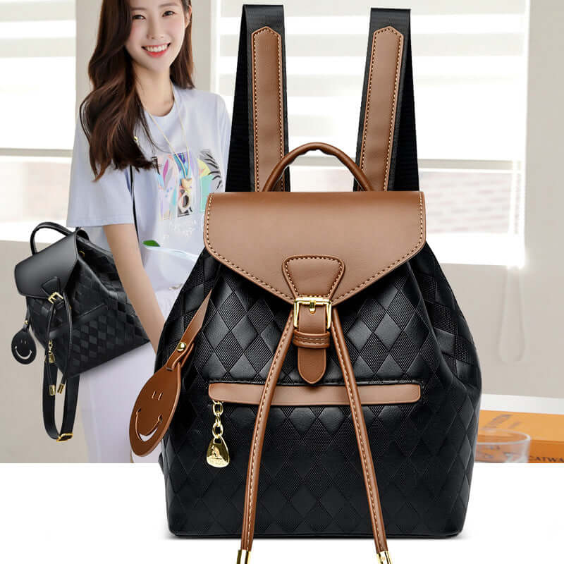 Female Leather Backpack Shoulder School Travel Bag