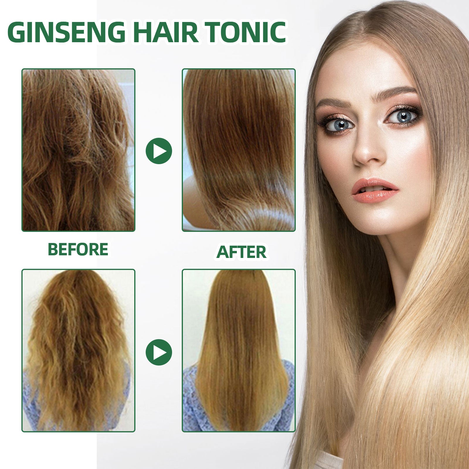 OUHOE Ginseng Hair Growth Lotion Ginseng Moisturizing Hair Care Hair Growth Spray 1Heartof5