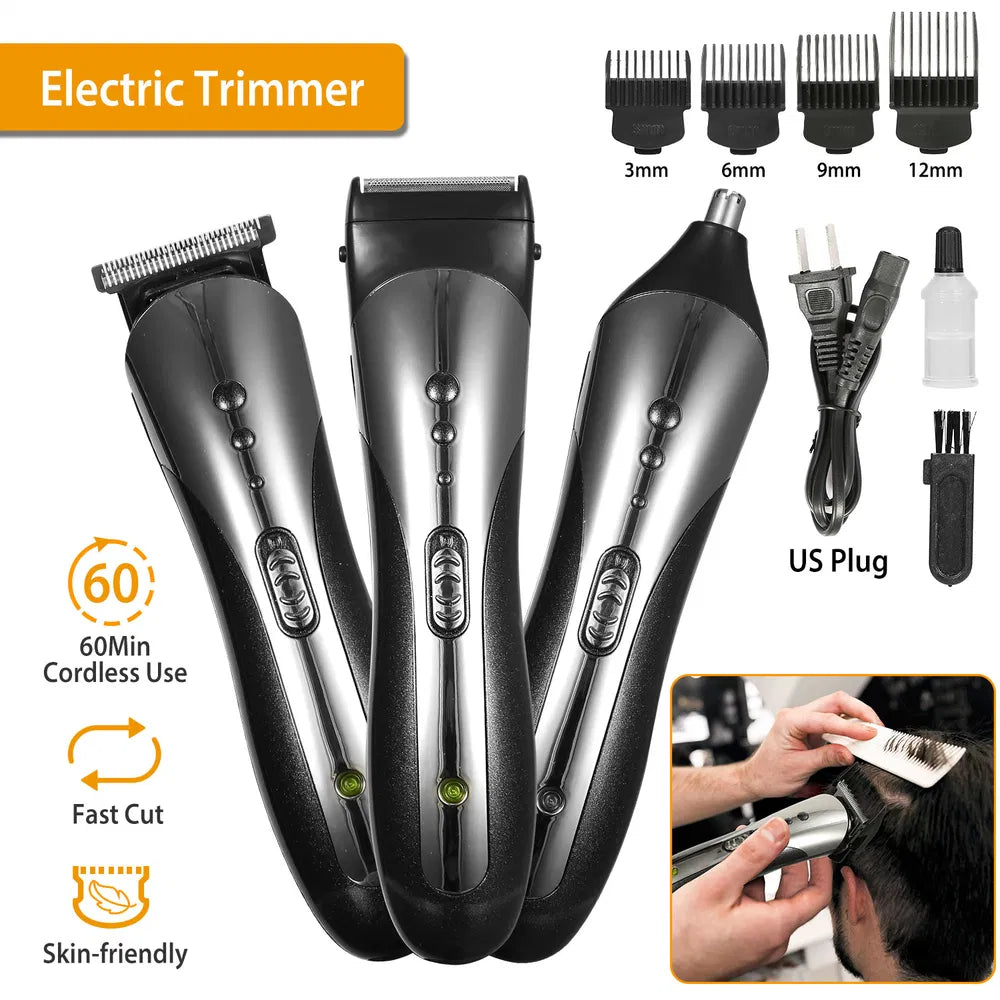 Men Electric Hair Clipper Trimmer Rechargeable Beard Shaver Razor Nose Trimmer Set 1Heartof5