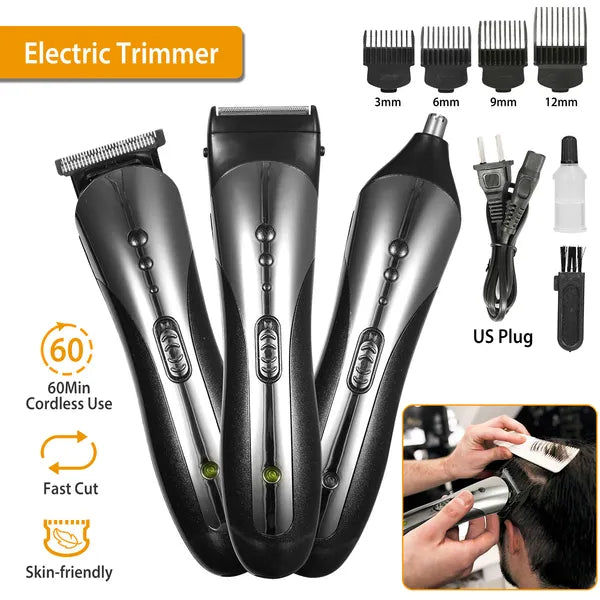 Men Electric Hair Clipper Trimmer Rechargeable Beard Shaver Razor Nose Trimmer Set 1Heartof5