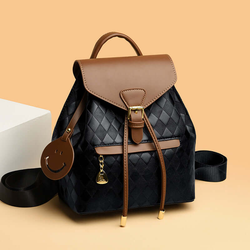 Female Leather Backpack Shoulder School Travel Bag