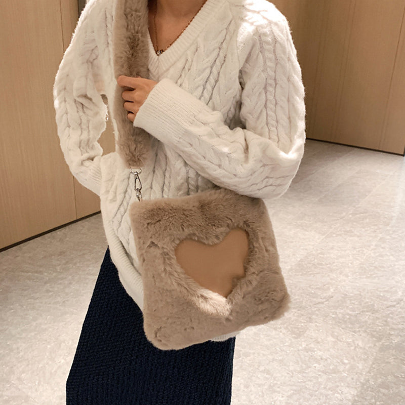 Love Handbags Winter Plush Shoulder Bags For Women My Store