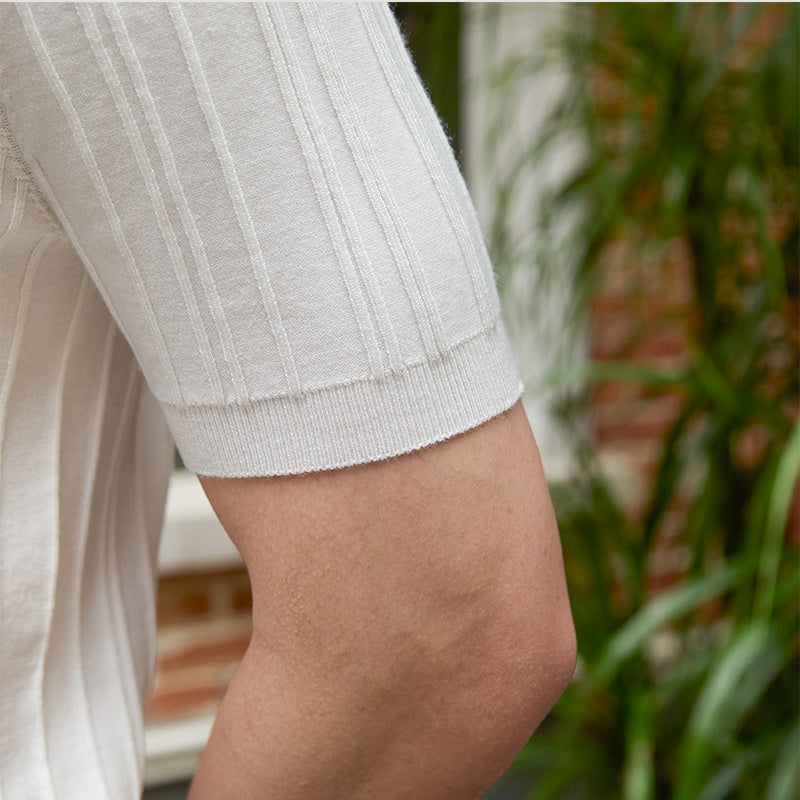 All-matching Slim Fit Sunken Stripe Knitwear Short Sleeve My Store