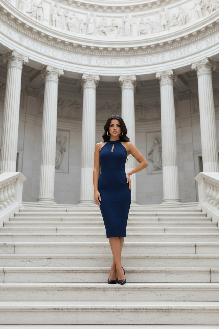 Navy Blue short sleeve dress 1Heartof5