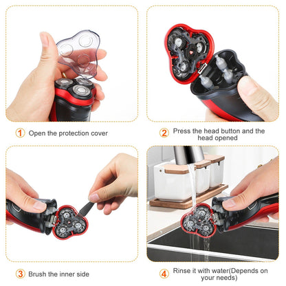 Electric Shaver Razor For Men IPX7 Waterproof Beard Trimmer 3D Rechargeable Painless Rotary Shaver With Trimmer 2 In 1 Electric Shaver 1Heartof5
