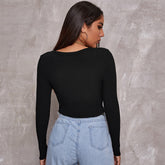 Long Sleeved Crop Cardigan Top Sexy Button Knit T-shirt My Store