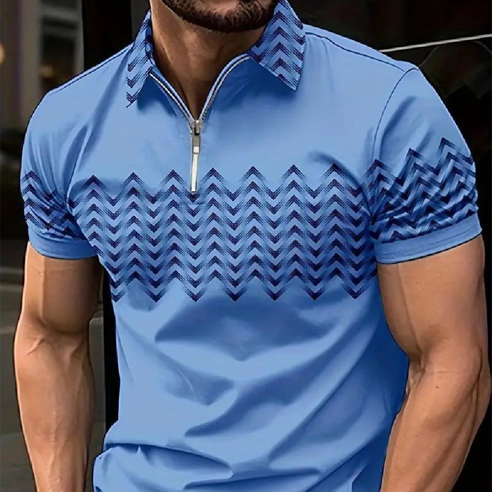 Printed Golf Shirt For Men Polyester Fiber