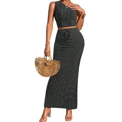 Sleeveless Vest Top And Slim-fit Two-piece Skirt Set 1Heartof5