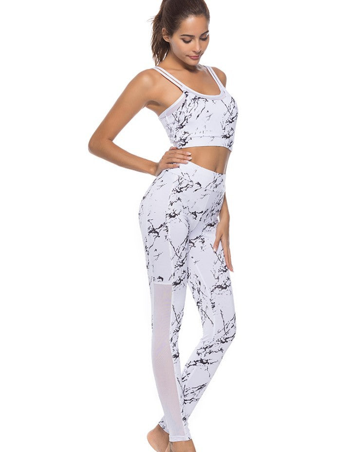 Yoga clothing tops female summer fitness yoga sports suit 2 piece set sexy vest belt My Store