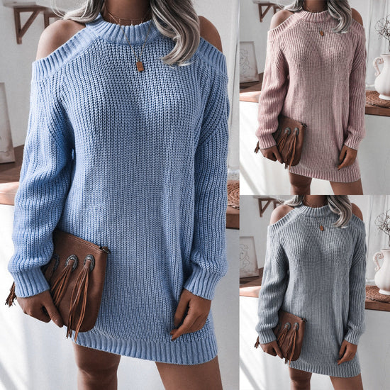 Knitwear College Sweaters Sweater For Women Long Blue Gray My Store