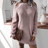 Knitwear College Sweaters Sweater For Women Long Blue Gray My Store