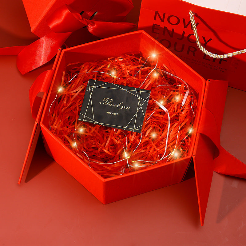 Hexagonal Gift Box Lipstick Perfume Gift Box Heaven And Earth Cover Bow Gift Box My Store