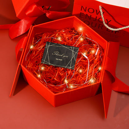 Hexagonal Gift Box Lipstick Perfume Gift Box Heaven And Earth Cover Bow Gift Box My Store