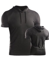 Mens Muscle Hooded Hoodies Short Sleeve T-shirt Sports GYM Slim Fit Tops Blouse My Store