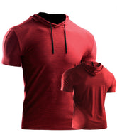 Mens Muscle Hooded Hoodies Short Sleeve T-shirt Sports GYM Slim Fit Tops Blouse My Store