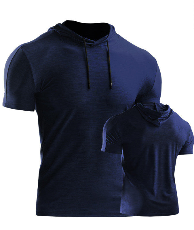 Mens Muscle Hooded Hoodies Short Sleeve T-shirt Sports GYM Slim Fit Tops Blouse My Store