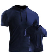 Mens Muscle Hooded Hoodies Short Sleeve T-shirt Sports GYM Slim Fit Tops Blouse My Store