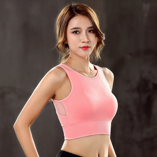 Women Breathable Mesh Sports Bras Shockproof Padded Athletic Gym Running Bra Solid Seamless Fitness Yoga Sport Tops Vest My Store