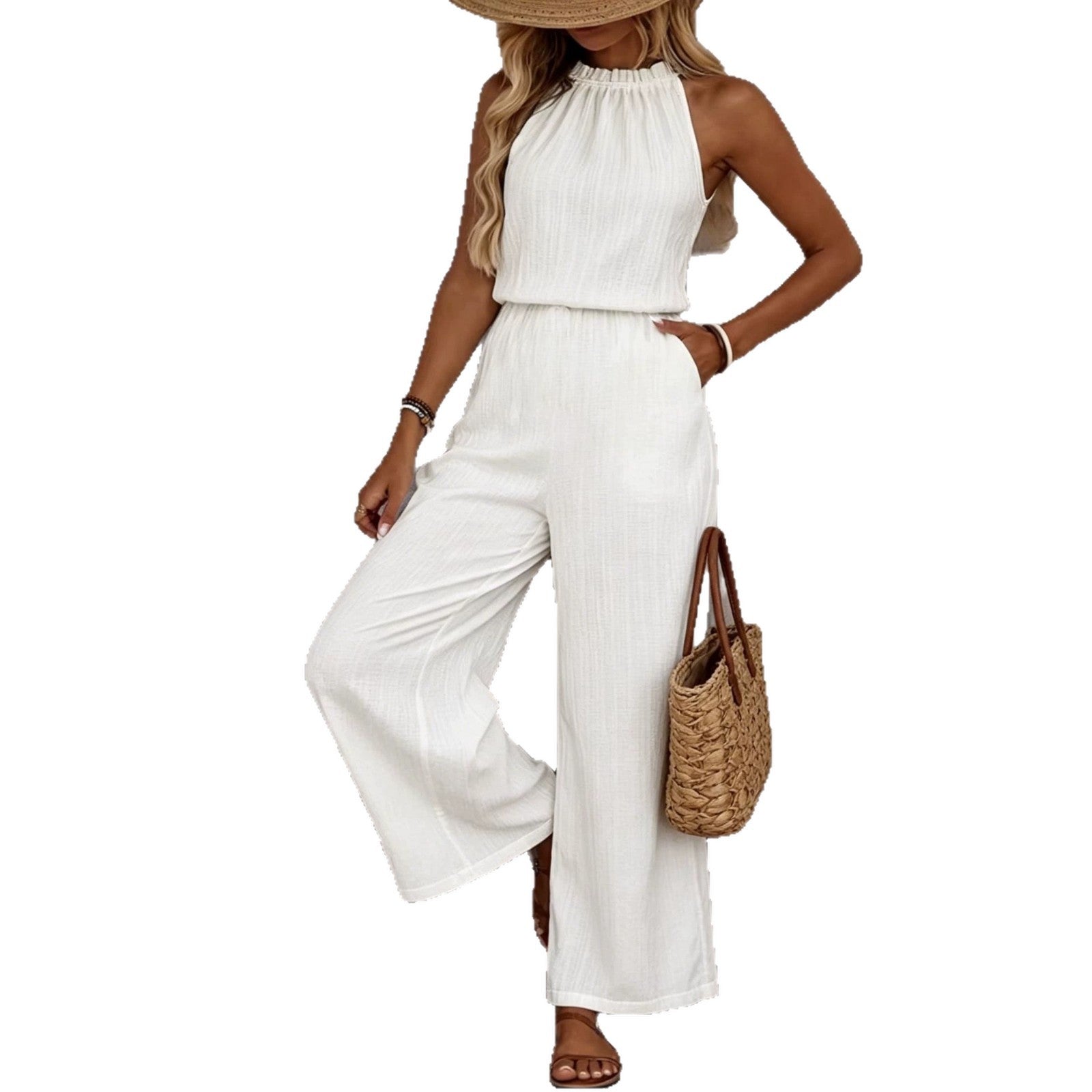 Womens Draped-Neck Vest And Casual Pants Set 1Heartof5