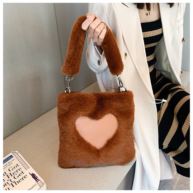 Love Handbags Winter Plush Shoulder Bags For Women My Store