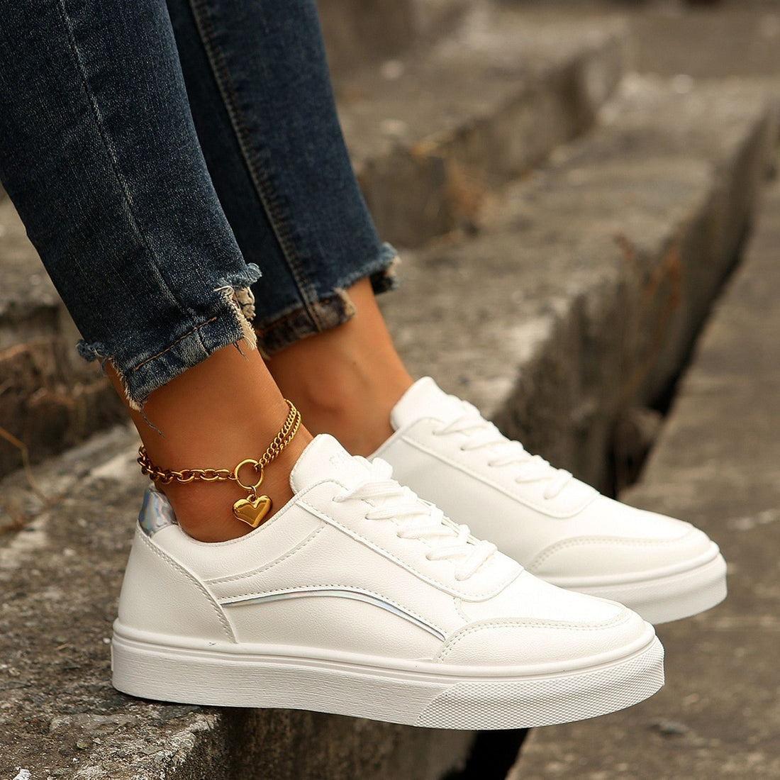 White Flats Shoes Fashion For Women