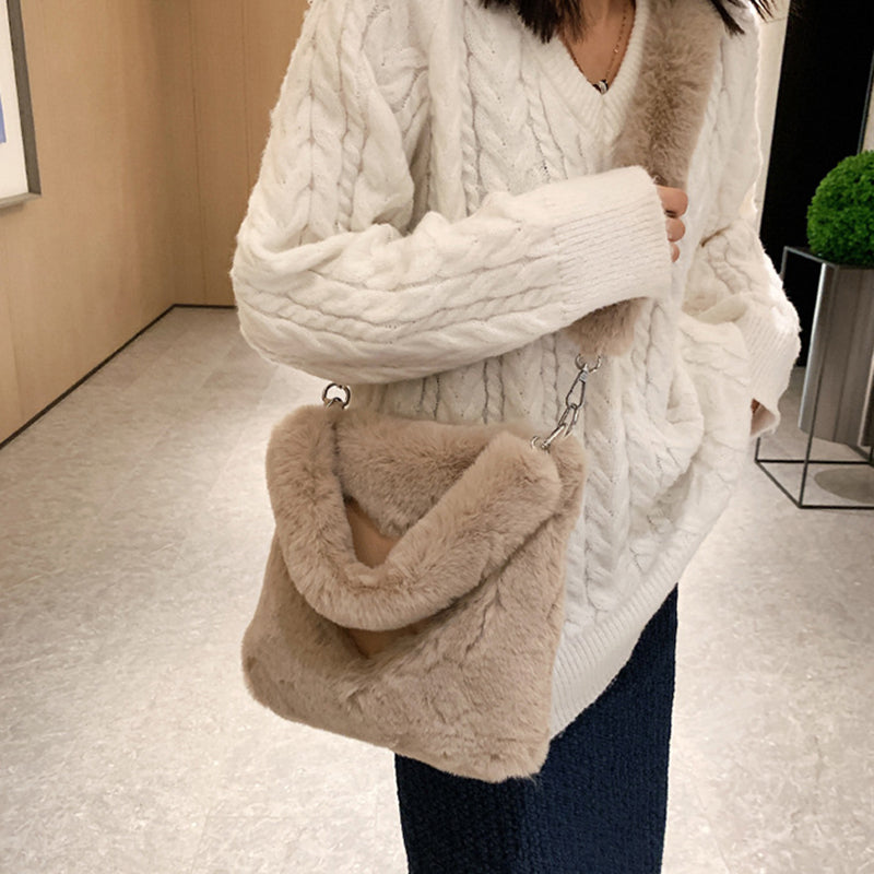 Love Handbags Winter Plush Shoulder Bags For Women My Store