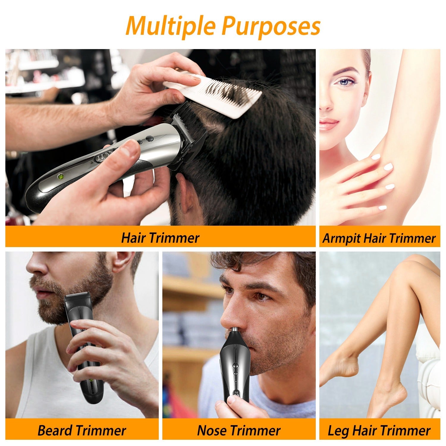 Men Electric Hair Clipper Trimmer Rechargeable Beard Shaver Razor Nose Trimmer Set 1Heartof5