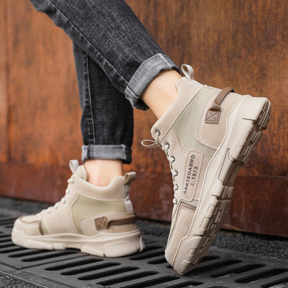 Ankle Boots Men Lace-up Martin Boots Platform Canvas Shoes My Store