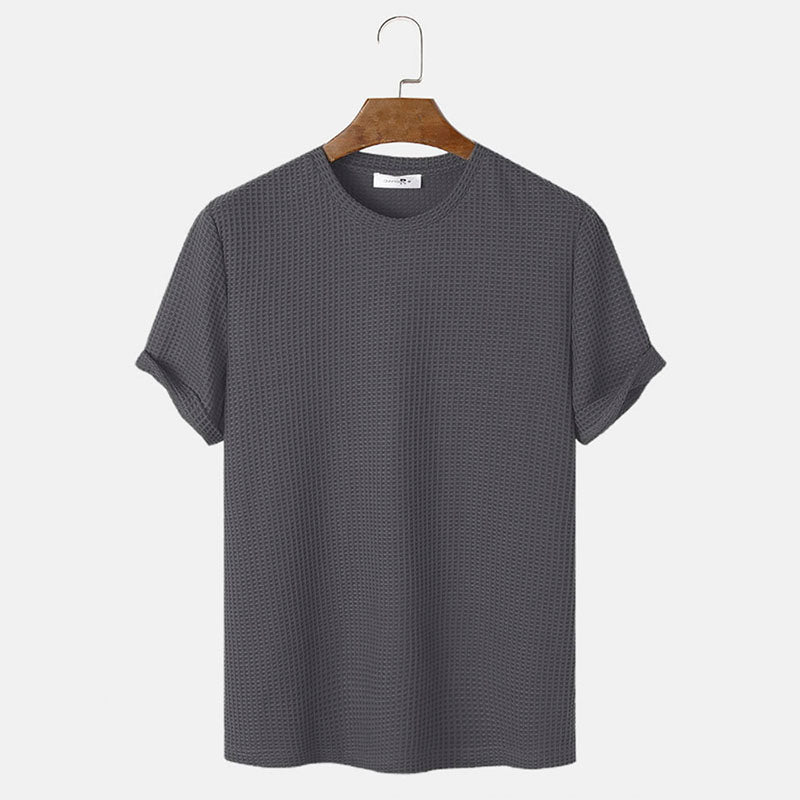 Men Summer Solid Color Round Neck Basic T-Shirts My Store