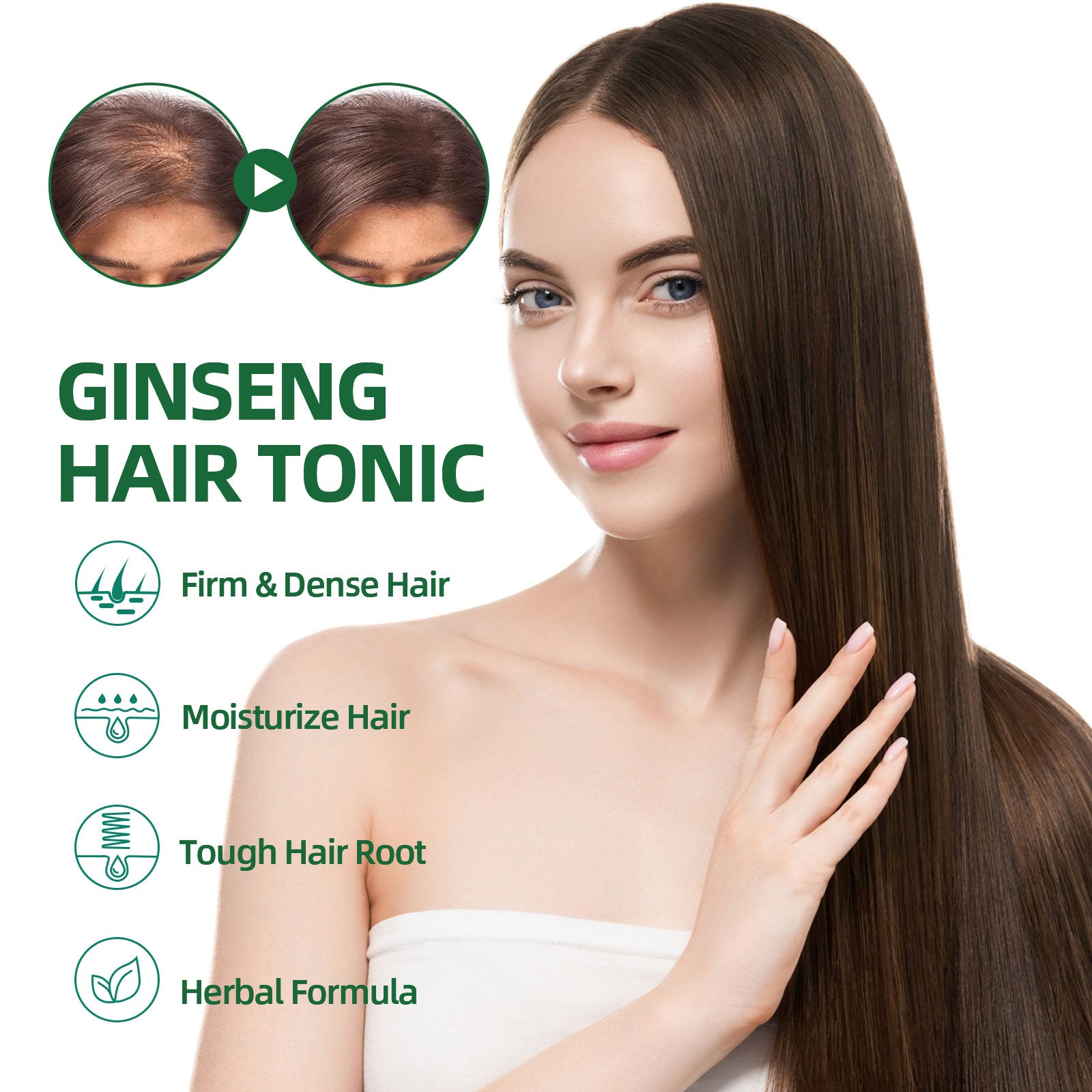 OUHOE Ginseng Hair Growth Lotion Ginseng  Moisturizing Hair Care Hair Growth Spray 1Heartof5