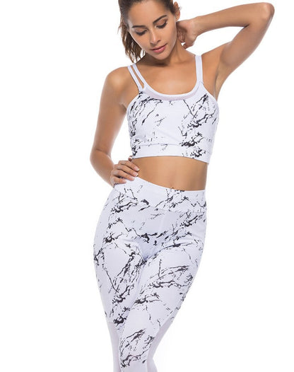 Yoga clothing tops female summer fitness yoga sports suit 2 piece set sexy vest belt My Store
