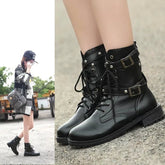 Thin black leather ankle boots My Store