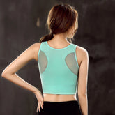 Women Breathable Mesh Sports Bras Shockproof Padded Athletic Gym Running Bra Solid Seamless Fitness Yoga Sport Tops Vest My Store