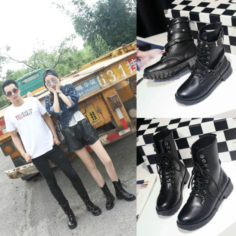 Thin black leather ankle boots My Store