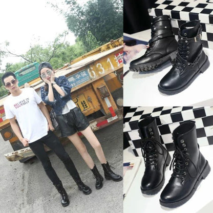 Thin black leather ankle boots My Store