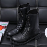 Thin black leather ankle boots My Store