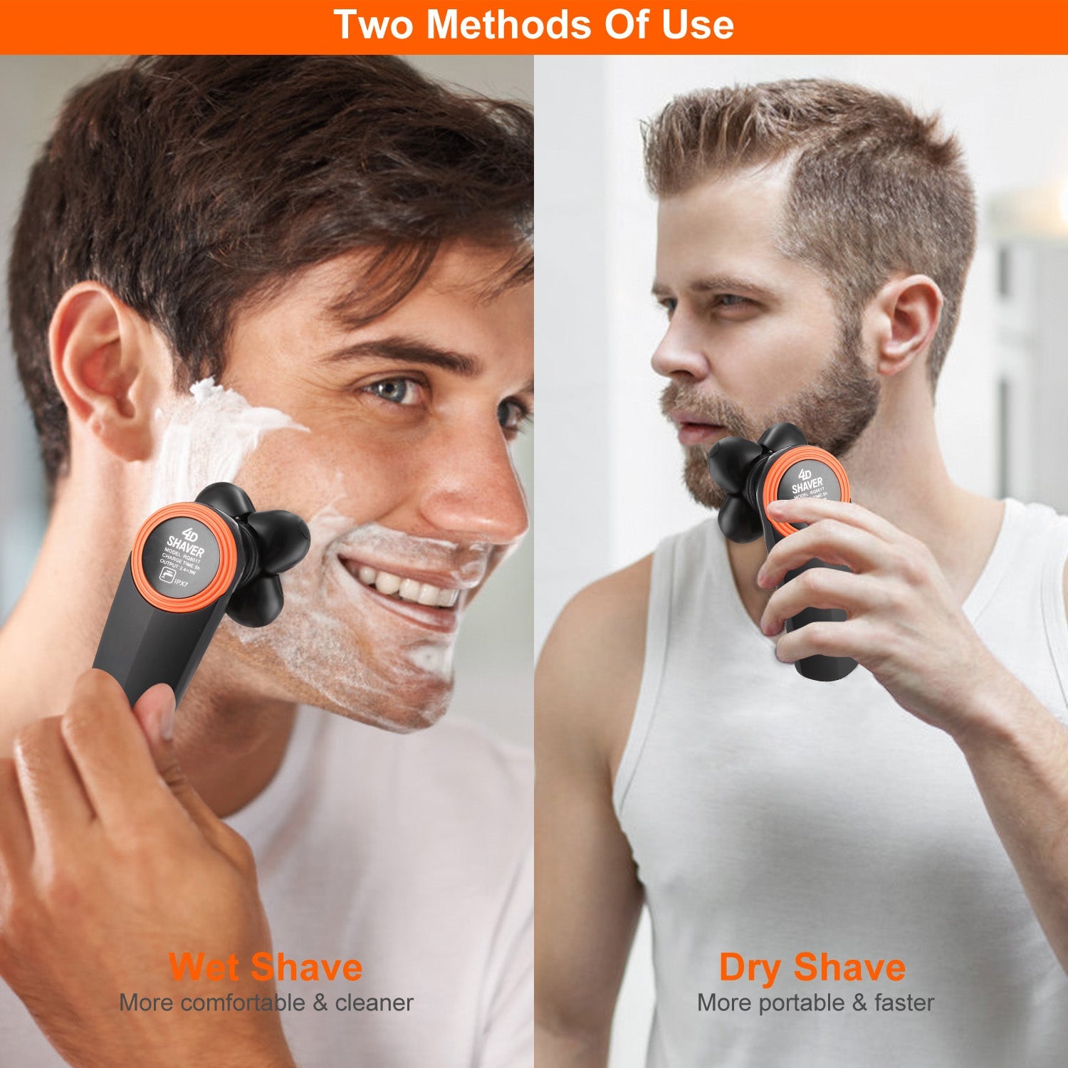 4D Electric Shavers Razor IPX7 Waterproof Wet & Dry 5 Floating Head Rotary Shavers Rechargeable Beard Trimmer Shaving Razor For Men 1Heartof5