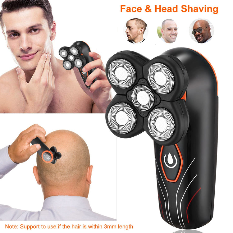 4D Electric Shavers Razor IPX7 Waterproof Wet & Dry 5 Floating Head Rotary Shavers Rechargeable Beard Trimmer Shaving Razor For Men 1Heartof5