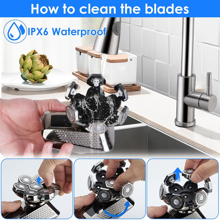 1Pc Head Shavers For Bald Men 5 In 1 7D Electric Rotary Razor Rechargeable Cordless Head Beard Trimmer Shaver Kit IPX6 Waterproof Dry Wet Grooming Kit With 3 Combs 1Heartof5