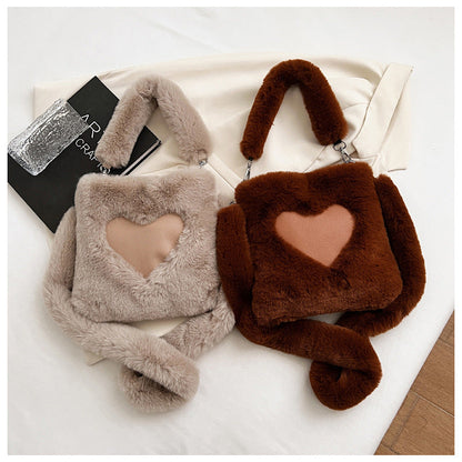 Love Handbags Winter Plush Shoulder Bags For Women My Store