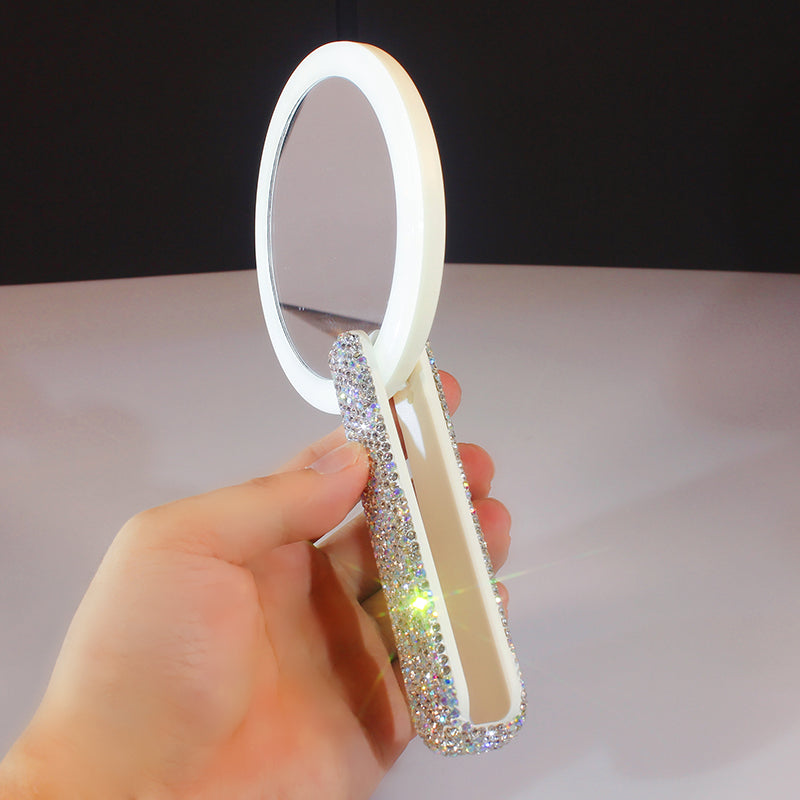 Diamond Embedded Portable LED Makeup Mirror 1Heartof5