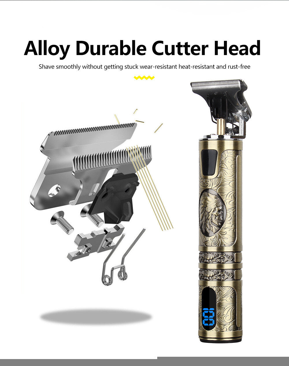 Beard Trimmer Hair Clippers Cordless Hair Cutting Kit Barber Shaving Machine For Men USB Rechargeable 1Heartof5