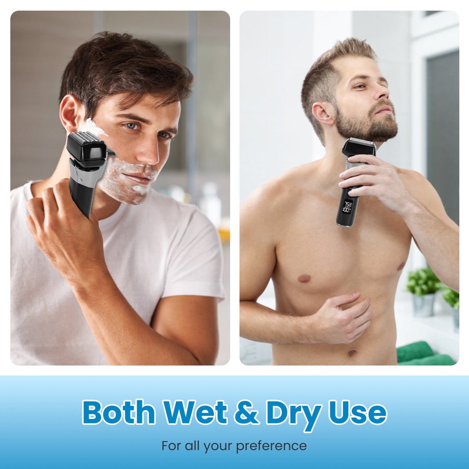 Electric Foil Face Shaver 5-Blade Electric Razor For Men Wet &amp; Dry Jawline Beard Trimmer Precision Sideburn Shavers IPX6 Waterproof With LED Display Cleaning Brushes 1Heartof5