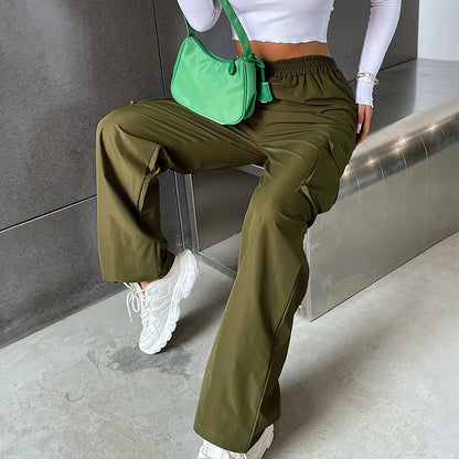 High-waisted Straight-leg Wide-leg Casual Workwear Pants 1Heartof5