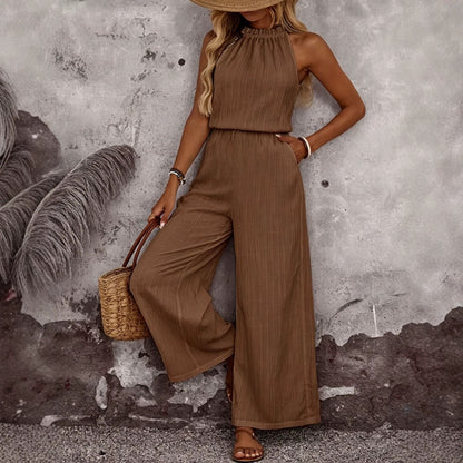 Womens Draped-Neck Vest And Casual Pants Set 1Heartof5