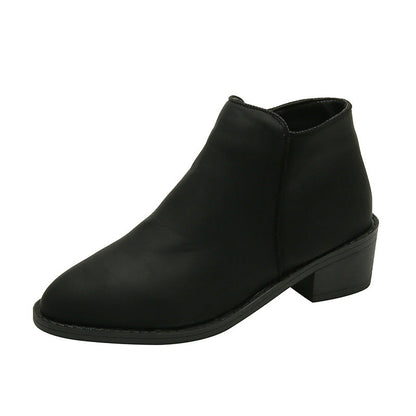 Ankle Boots Women Chunky Mid Heel Shoes Waterproof Side Zipper Boots My Store