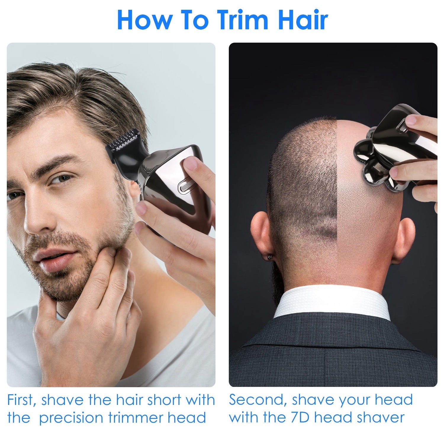 1Pc Head Shavers For Bald Men 5 In 1 7D Electric Rotary Razor Rechargeable Cordless Head Beard Trimmer Shaver Kit IPX6 Waterproof Dry Wet Grooming Kit With 3 Combs 1Heartof5