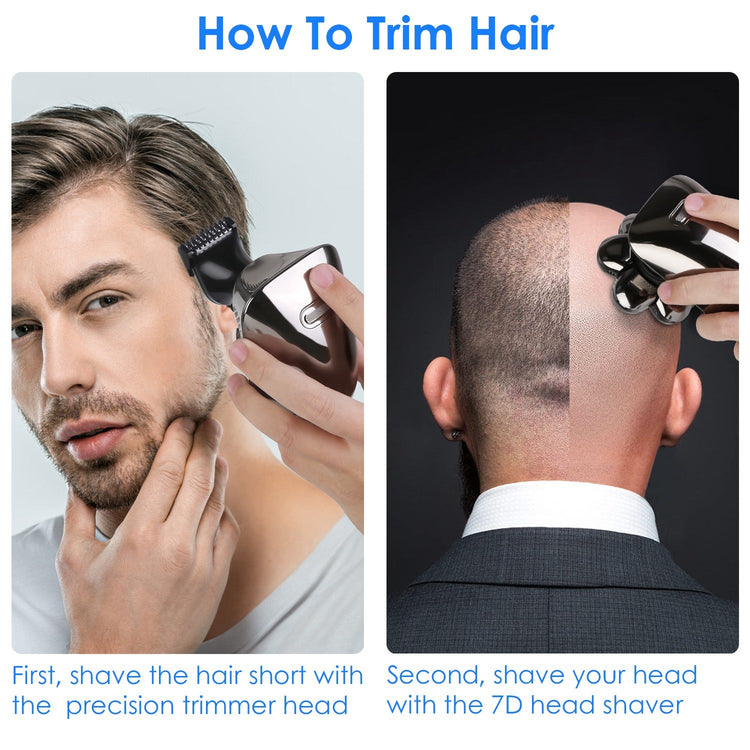 1Pc Head Shavers For Bald Men 5 In 1 7D Electric Rotary Razor Rechargeable Cordless Head Beard Trimmer Shaver Kit IPX6 Waterproof Dry Wet Grooming Kit With 3 Combs 1Heartof5